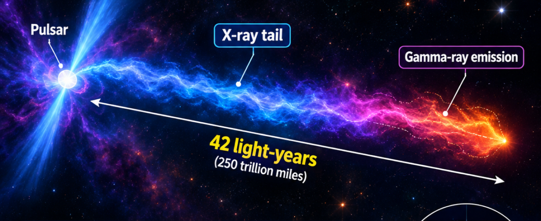 42-Light-Year X-Ray Tail May Solve the Mystery of ‘Orphan’ Gamma Rays
