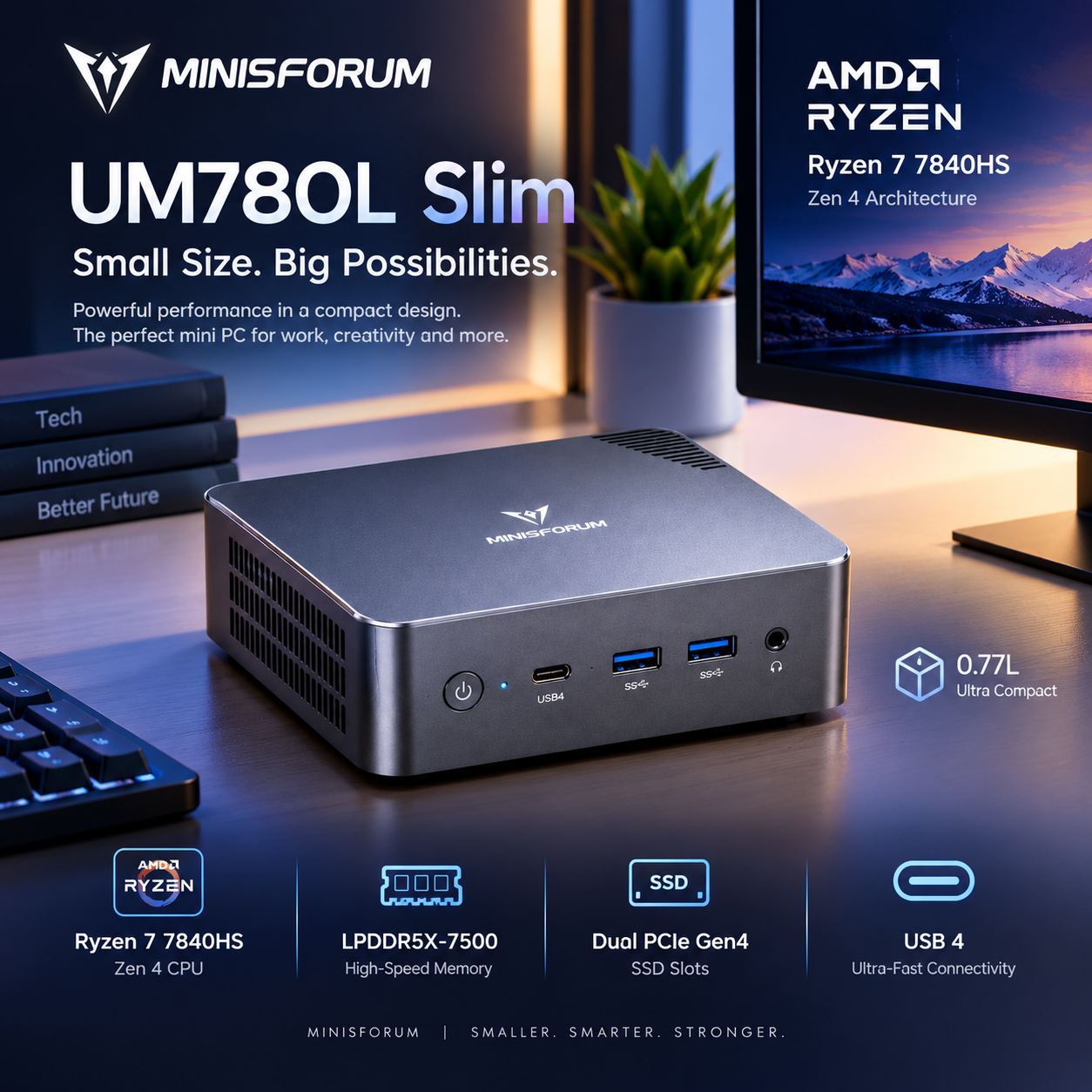 Minisforum UM780L Slim Brings Ryzen 7 Power to a Tiny Mini PC